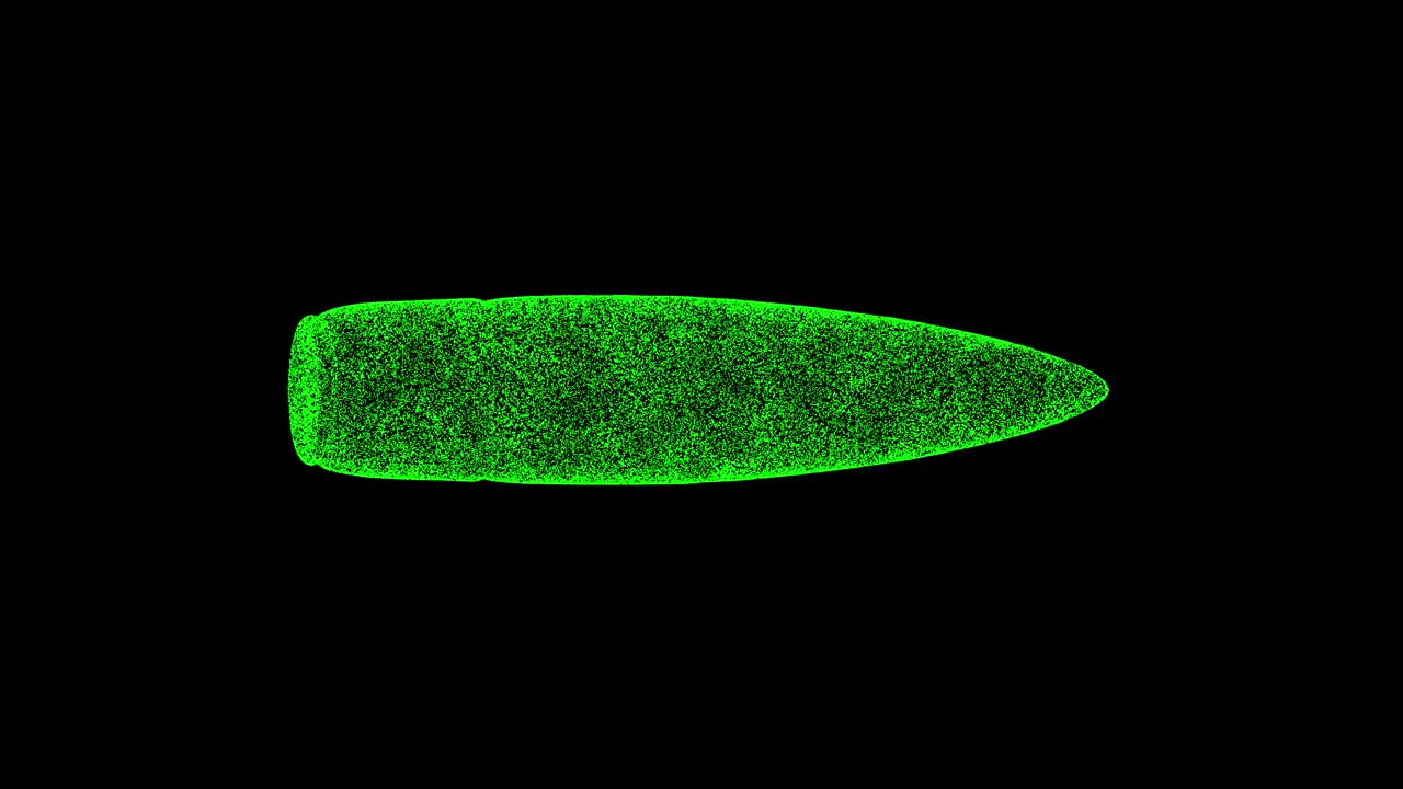 3D子弹旋转黑色bg。战争武器概念。军事武器的储存和销售。用于标题，文本，演示。商业广告背景。3d动画60 FPS。视频素材
