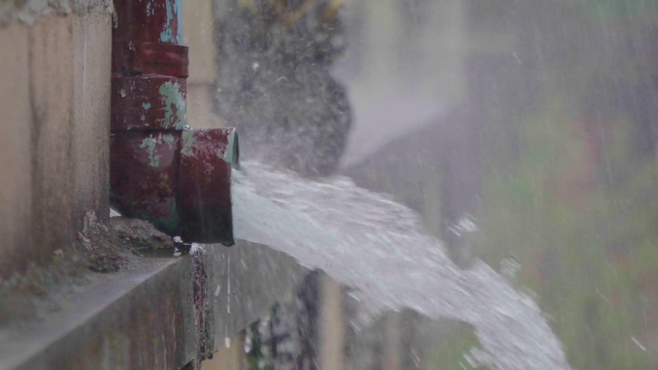 雨水从管道中倾泻而下视频素材