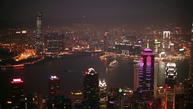 香港夜景，从太平山顶拍摄(高清1080)视频素材