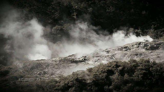 地热区呈单色、慢动作。新西兰罗托鲁瓦视频素材