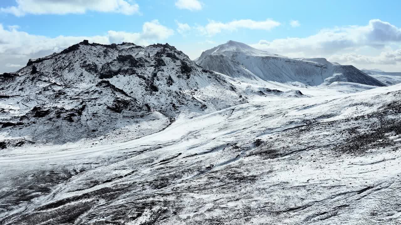 雪山山脉蓝天全景冬季山顶视频素材