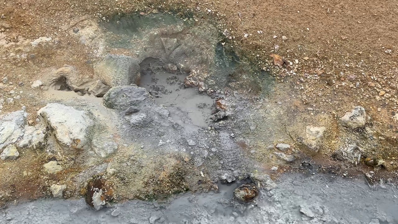 来自冰岛雷克雅斯半岛塞尔顿地热区的危险温泉的蒸汽视频下载