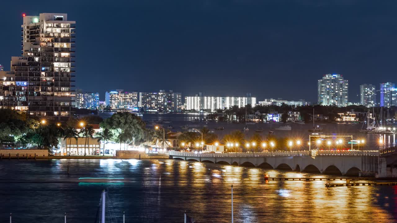 佛罗里达州迈阿密的夜间天际线视频素材