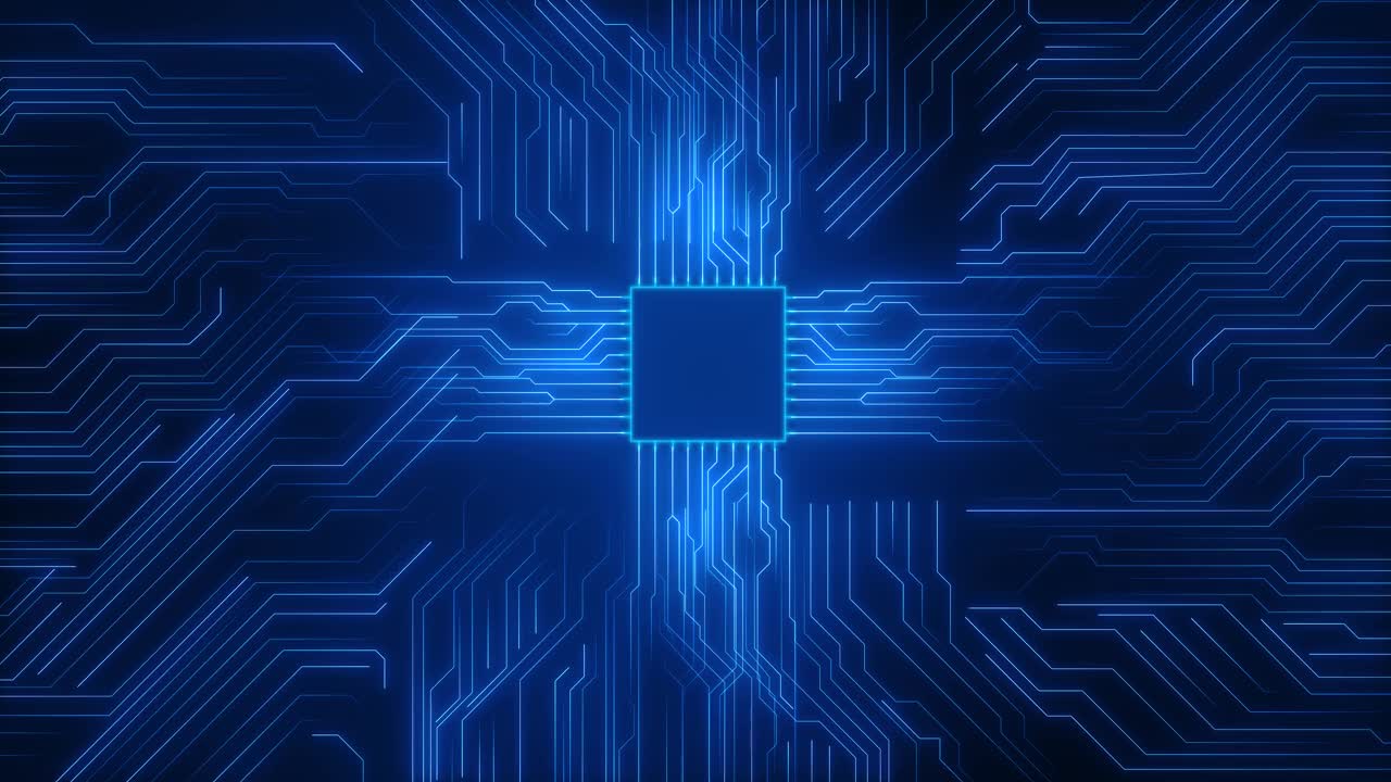 AI web网络，技术电路板，先进技术可视化CPU处理器视频素材
