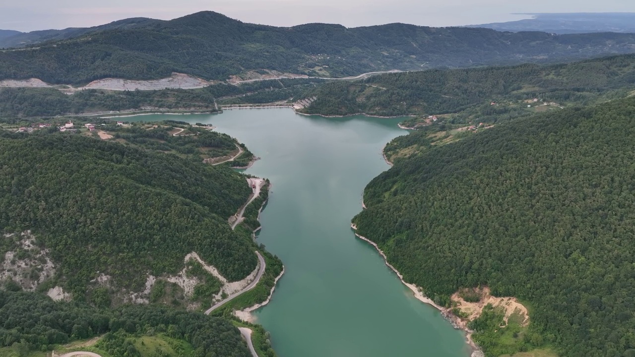 鸟瞰图，大坝，拦河坝视频素材