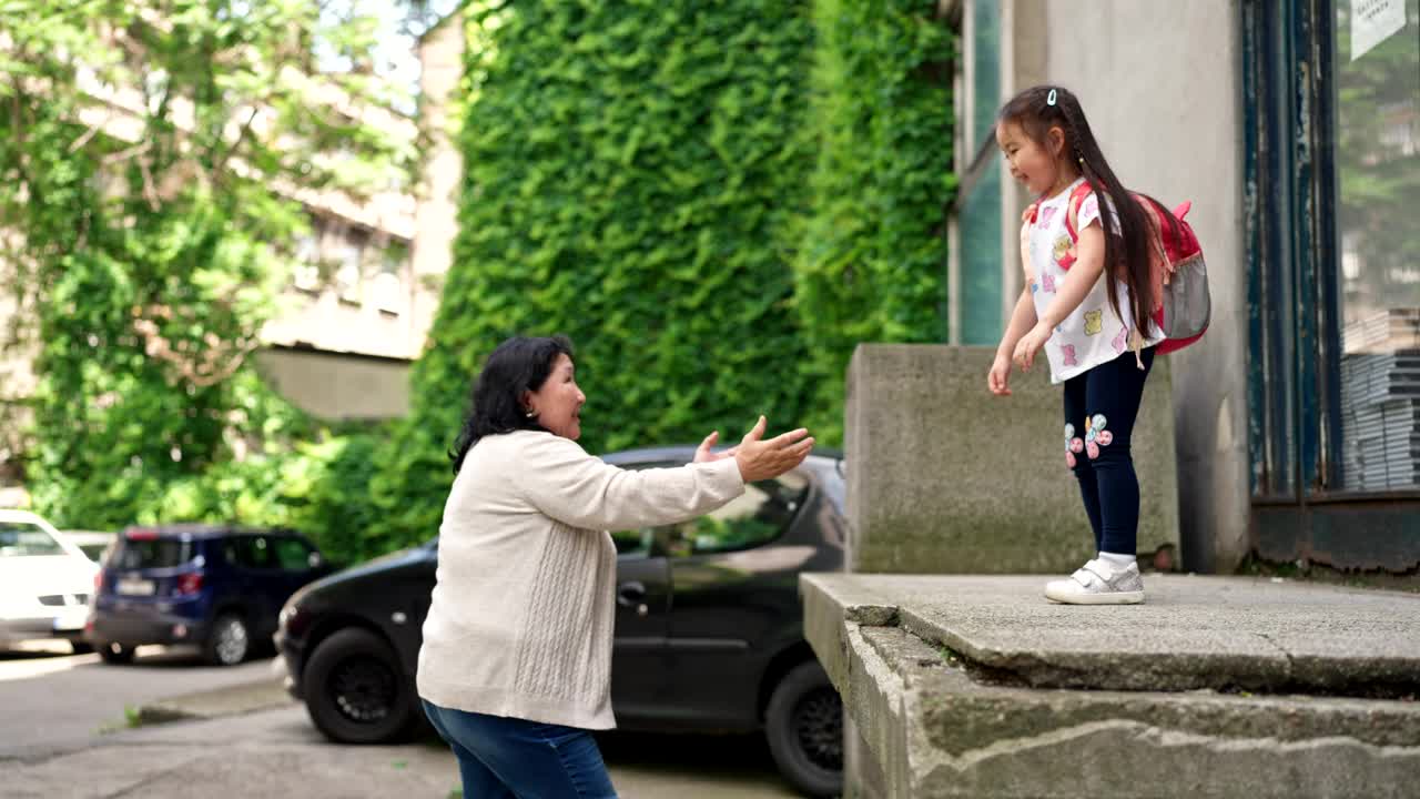 外祖母和外孙女的肖像视频素材