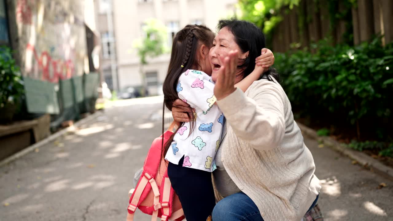 外祖母和外孙女的肖像视频素材