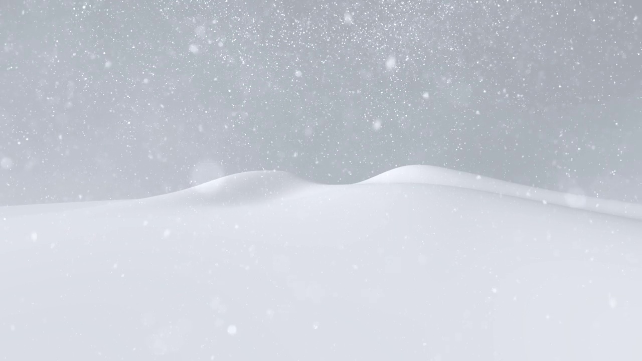 冬季白雪皑皑的白色雪颠簸景观与复制空间背景和雪花飘落的无缝循环动画。视频素材