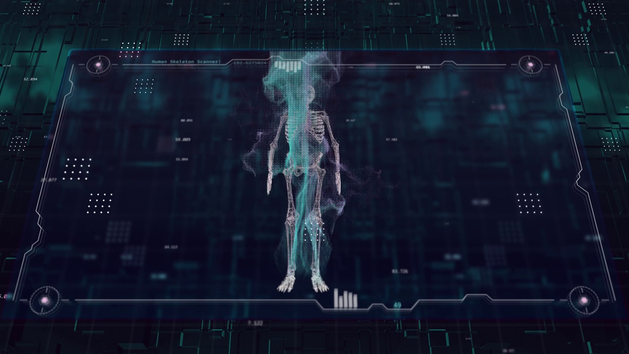 人类骨骼HUD UI屏幕视频素材