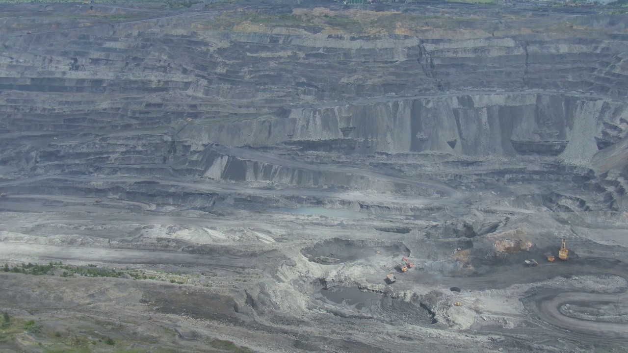 露天矿采区无人机视野。视频素材