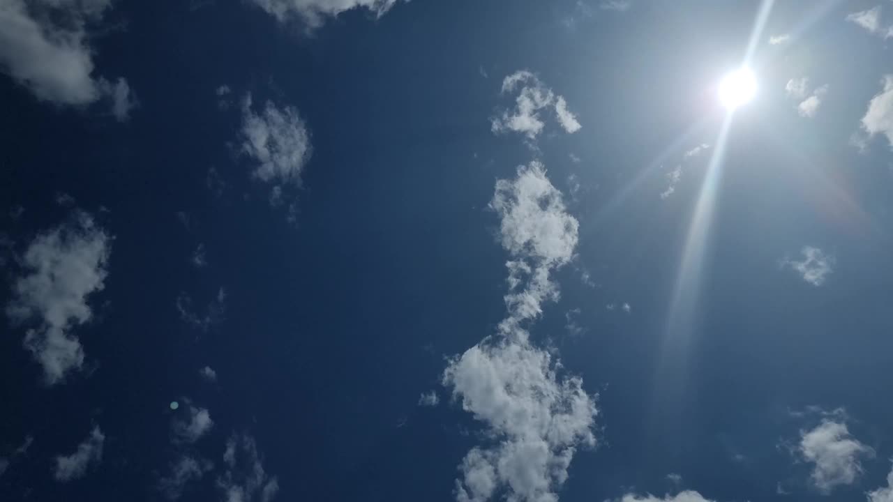 在春天的蓝色天空背景中移动的太阳云视频下载