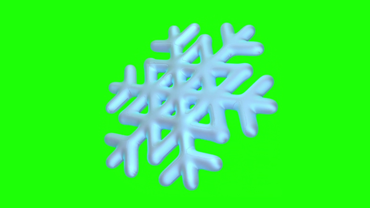 绿色屏幕上美丽的大雪花的3D动画。冬天和寒假的概念。视频素材