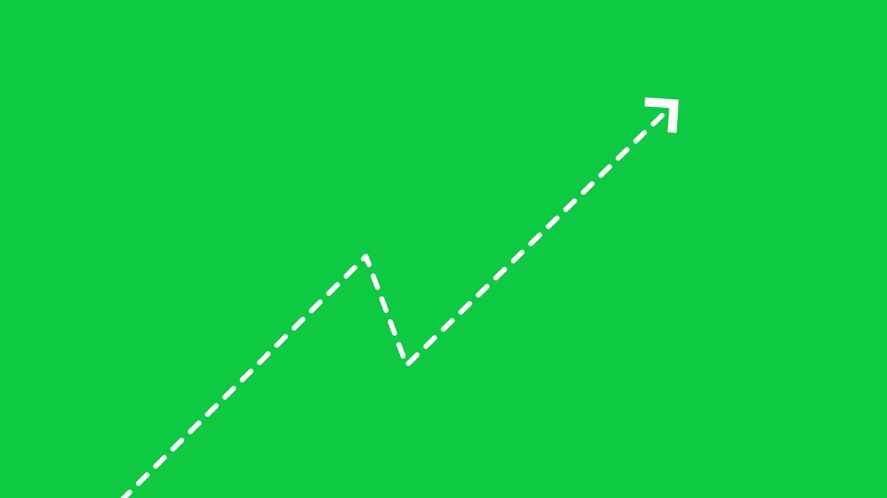点状看涨趋势箭头向上移动- 4k视频绿屏视频素材