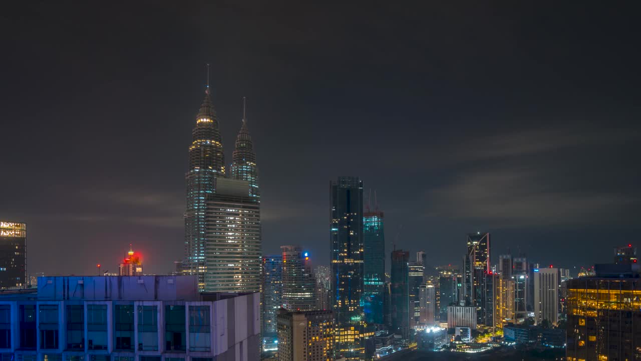 多云的白天到夜晚的日出在吉隆坡城市的天际线视频素材