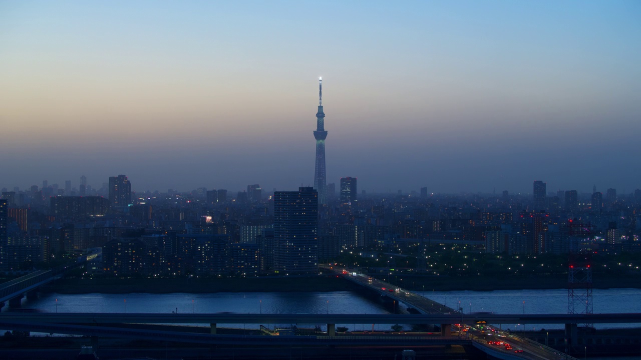 荒川河与天空树日夜视频下载