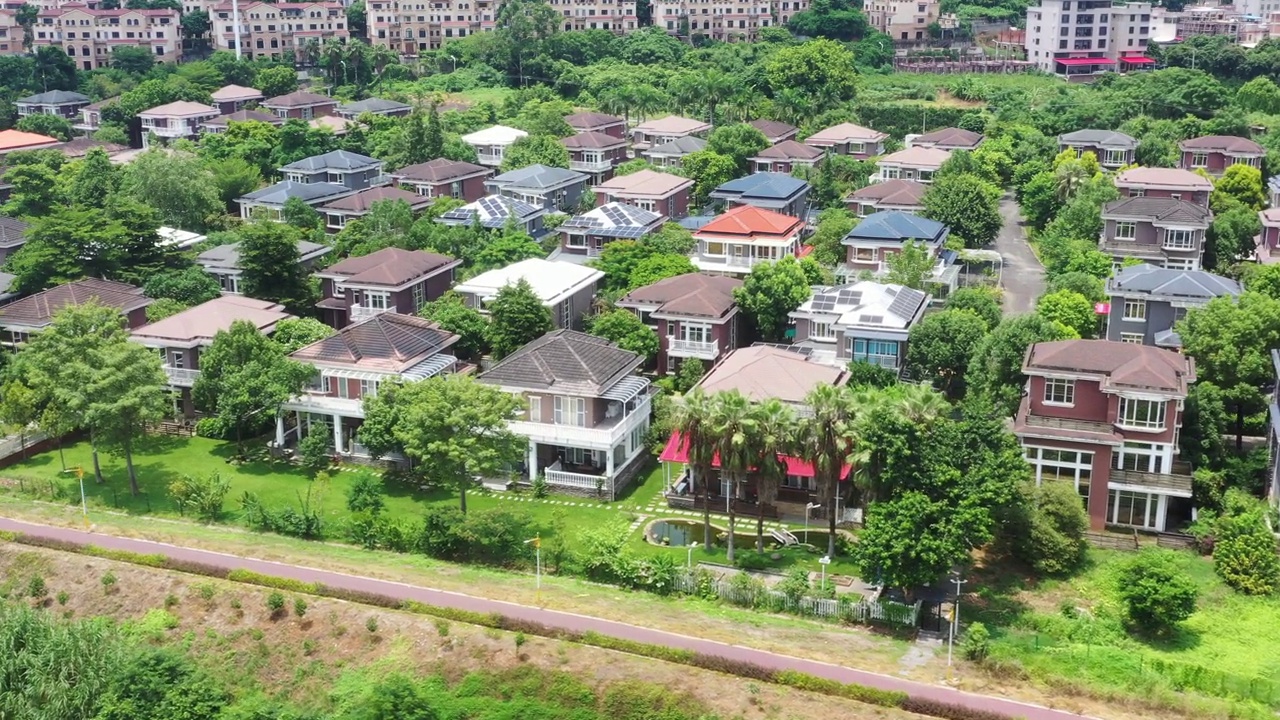 现代城镇可持续住区鸟瞰图视频素材