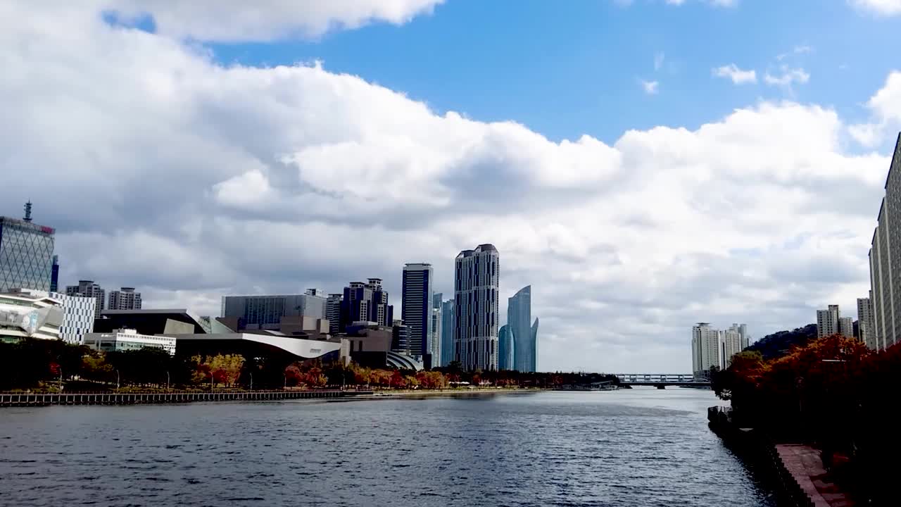 亚洲韩国釜山海云台的Centum城市时间轴视频下载