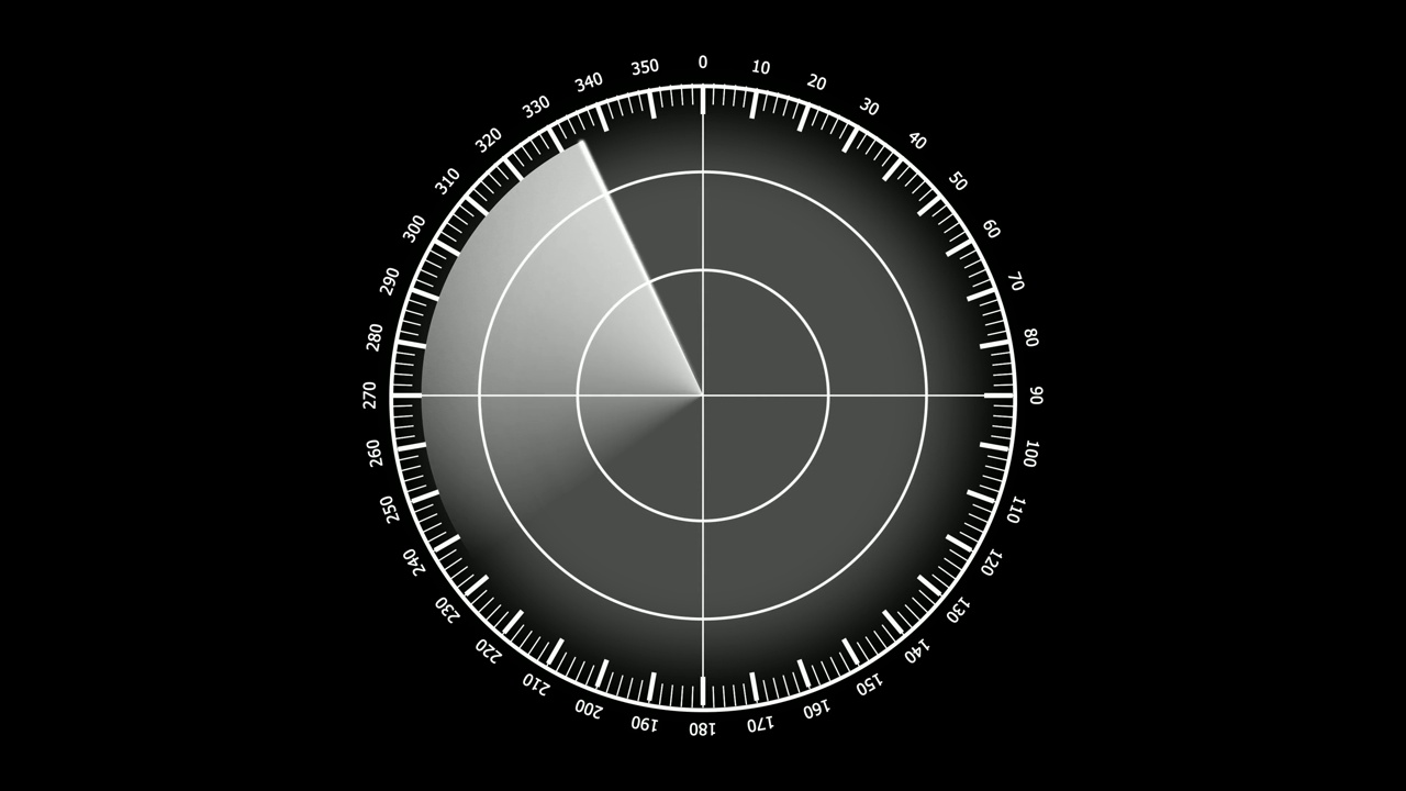 雷达Hud技术旋转动画，物体定位检测技术和信号波视频素材