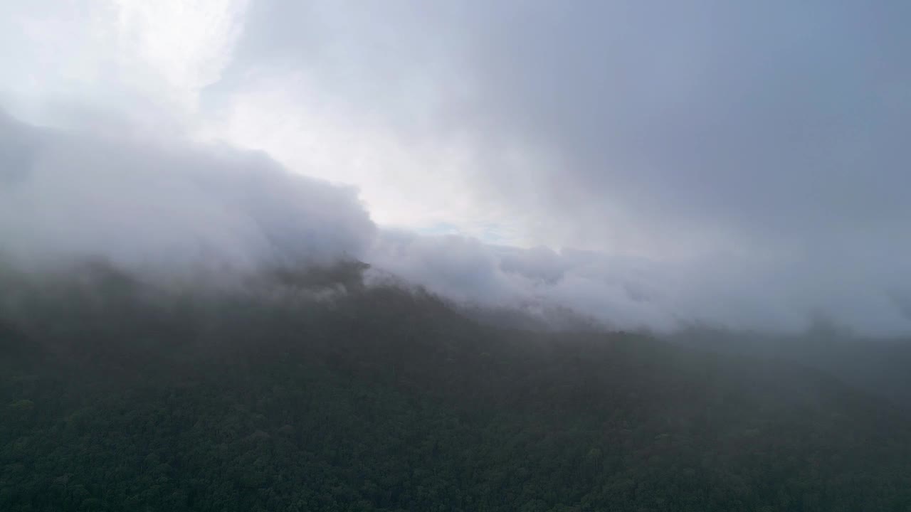 鸟瞰山上的浓雾视频素材