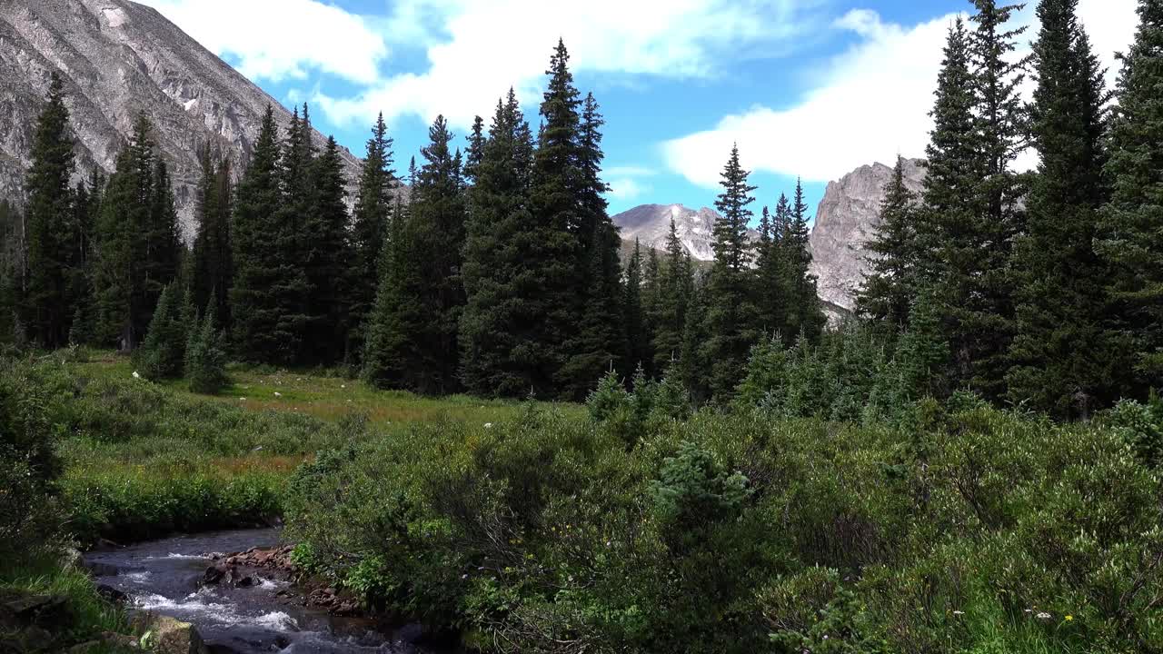 小山涧和高峰，印第安峰荒野地区，科罗拉多州视频素材