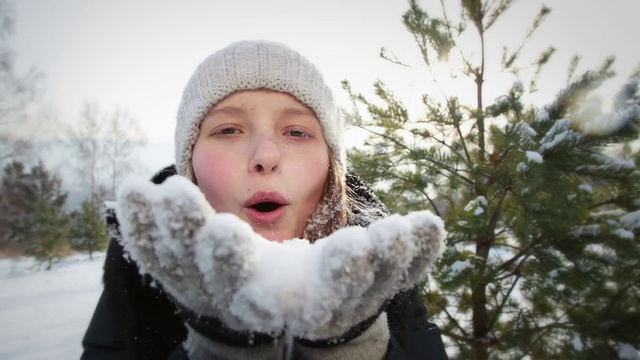 吹雪花视频素材