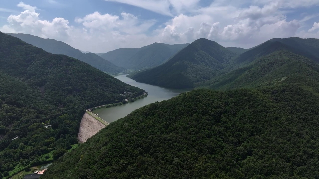 韩国大邱达城郡，加昌湖和广德寺风景视频素材