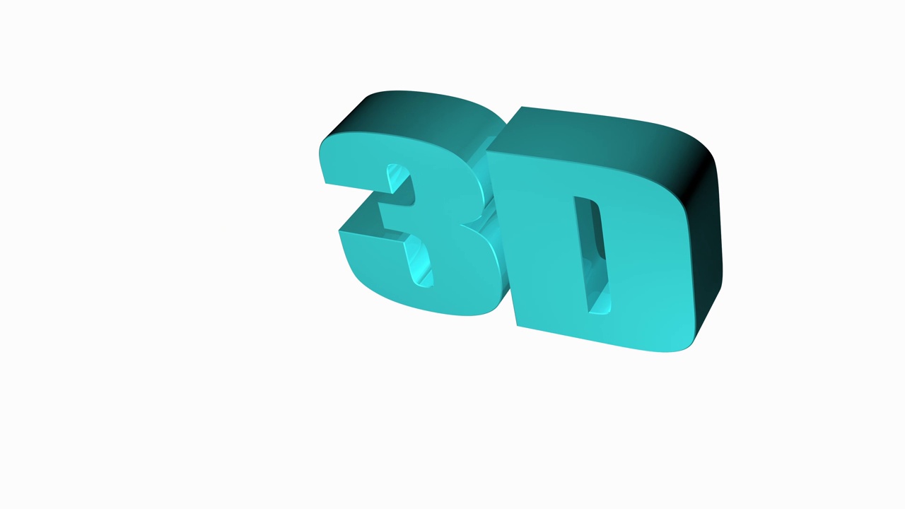 亮蓝色3D形状文本或word 3D动画4k视频视频素材