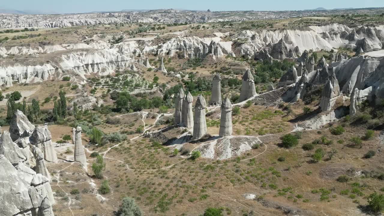 卡帕多西亚童话烟囱。卡帕多西亚的主要旅游景点爱谷鸟瞰视频视频素材