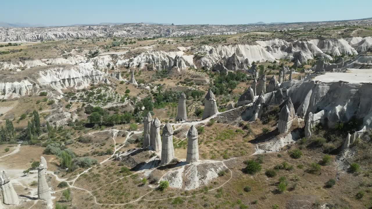 卡帕多西亚童话烟囱。卡帕多西亚的主要旅游景点爱谷鸟瞰视频视频素材