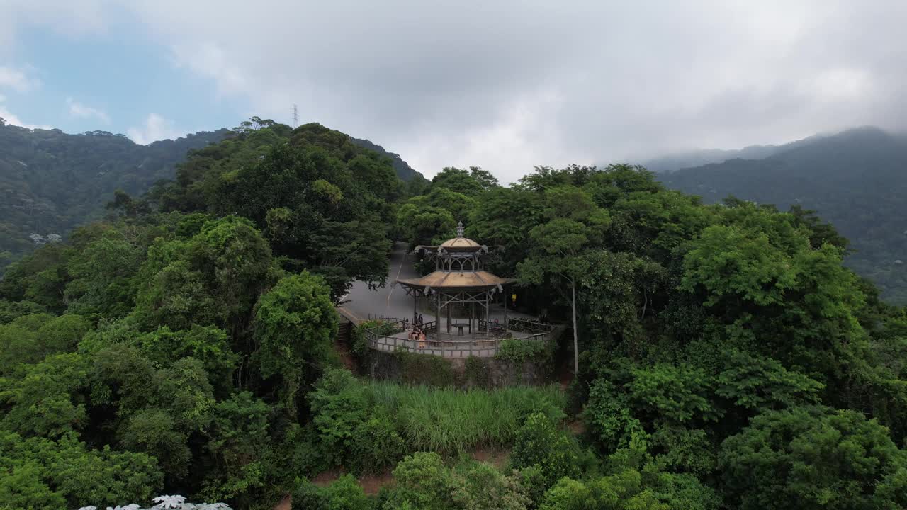 美丽的鸟瞰雨林和绿色城市景观在里约热内卢，巴西-中国视图视频素材