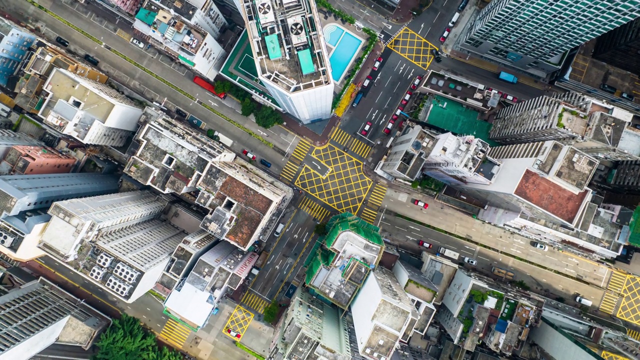 香港市区旺角路口的汽车交通运输时缩图视频素材