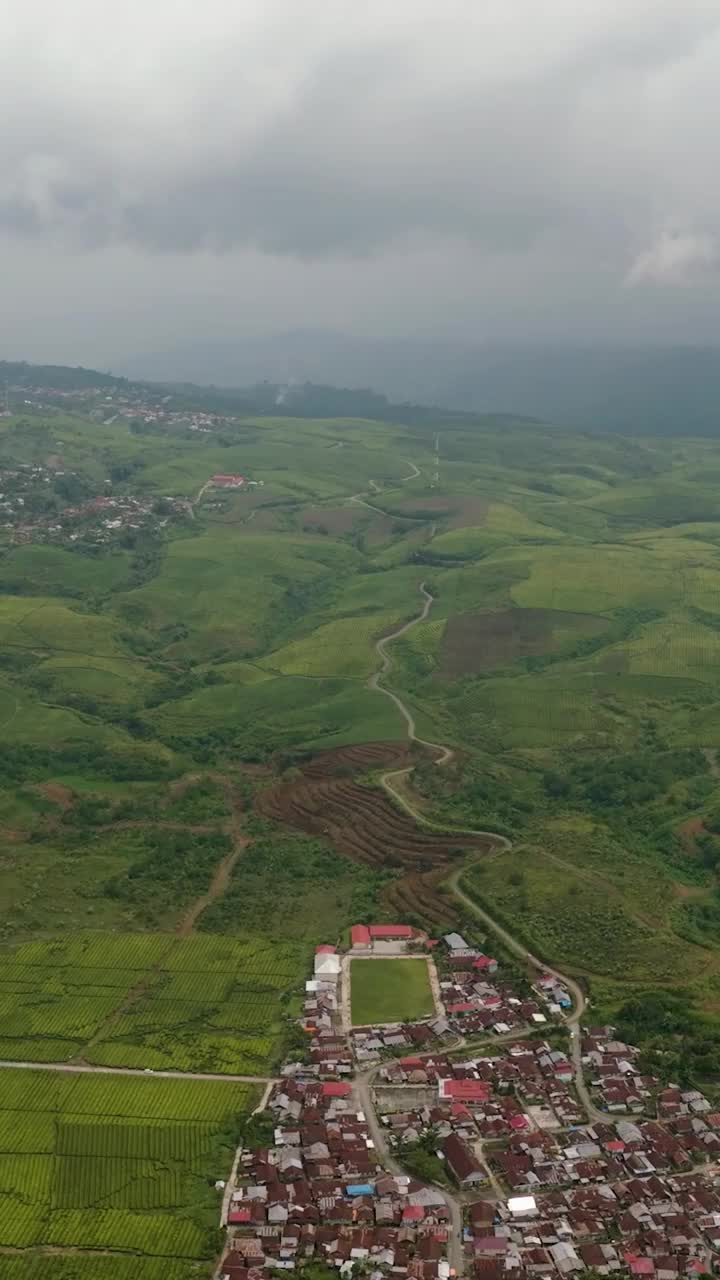 热带景观与茶园。Kayu Aro，苏门答腊岛，印度尼西亚。视频素材