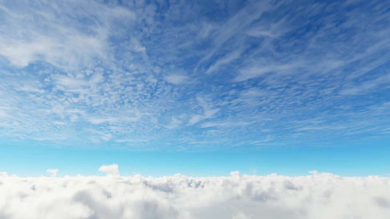 美丽的蓝天白云空间天气蓝天辉光云背景，4k视频3D渲染。视频下载