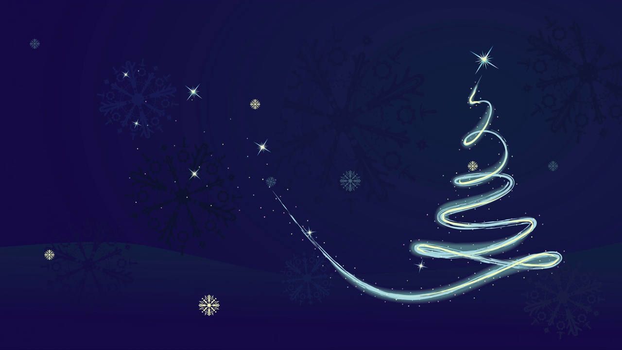 冬天的背景与圣诞树手绘与闪亮的刷子和雪花飘落视频下载