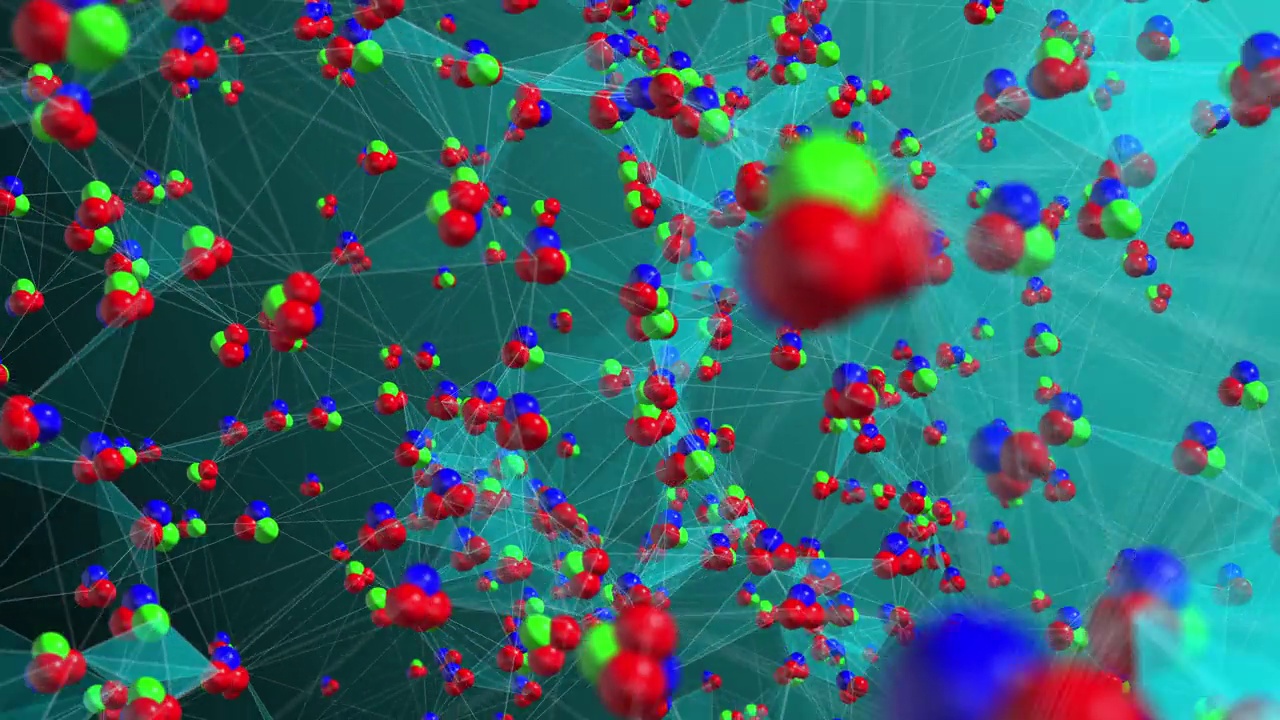 抽象原子分子运动，神经丛结构，CGI运动图形，科技概念抽象三维背景视频素材