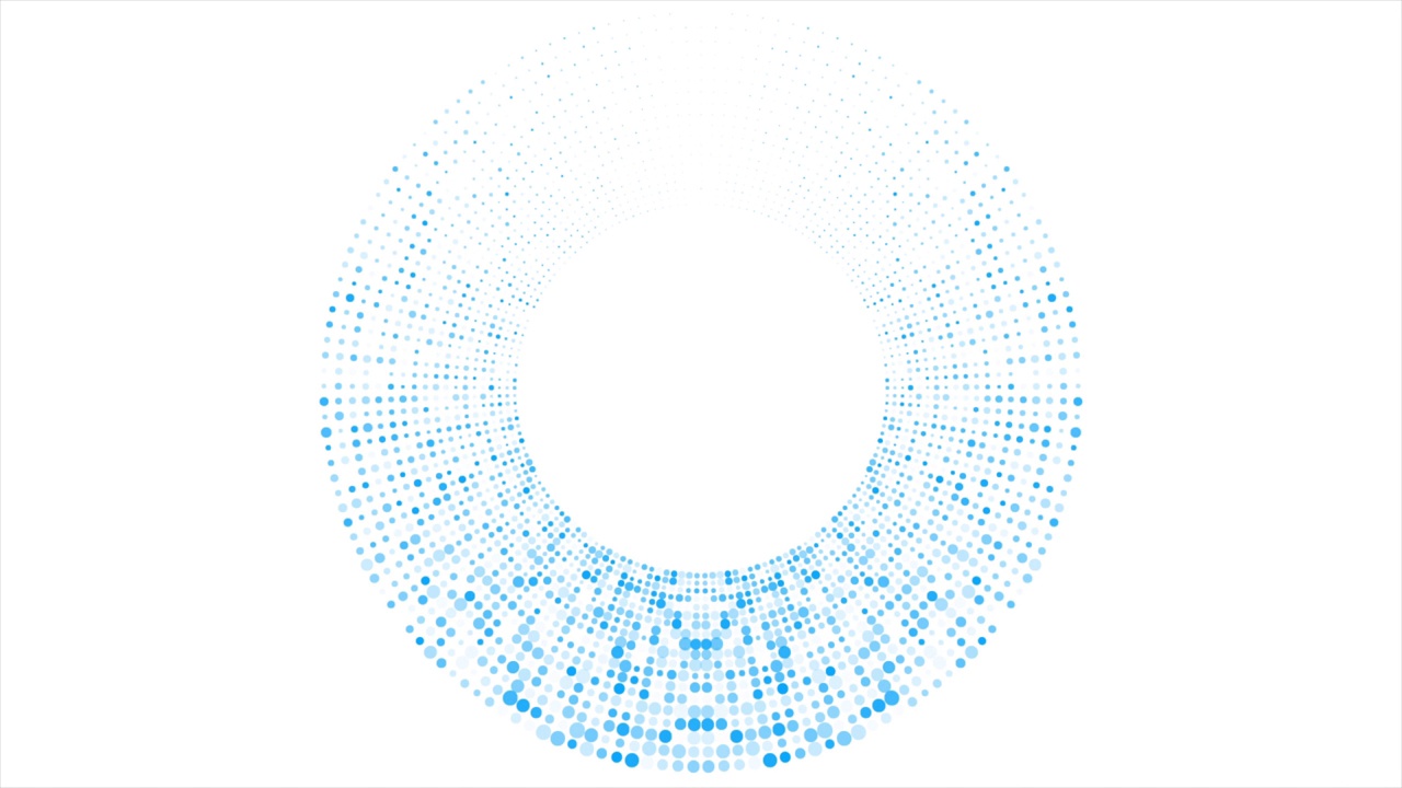 未来主义的最小技术蓝色半色调虚线圆圈抽象的运动背景视频素材