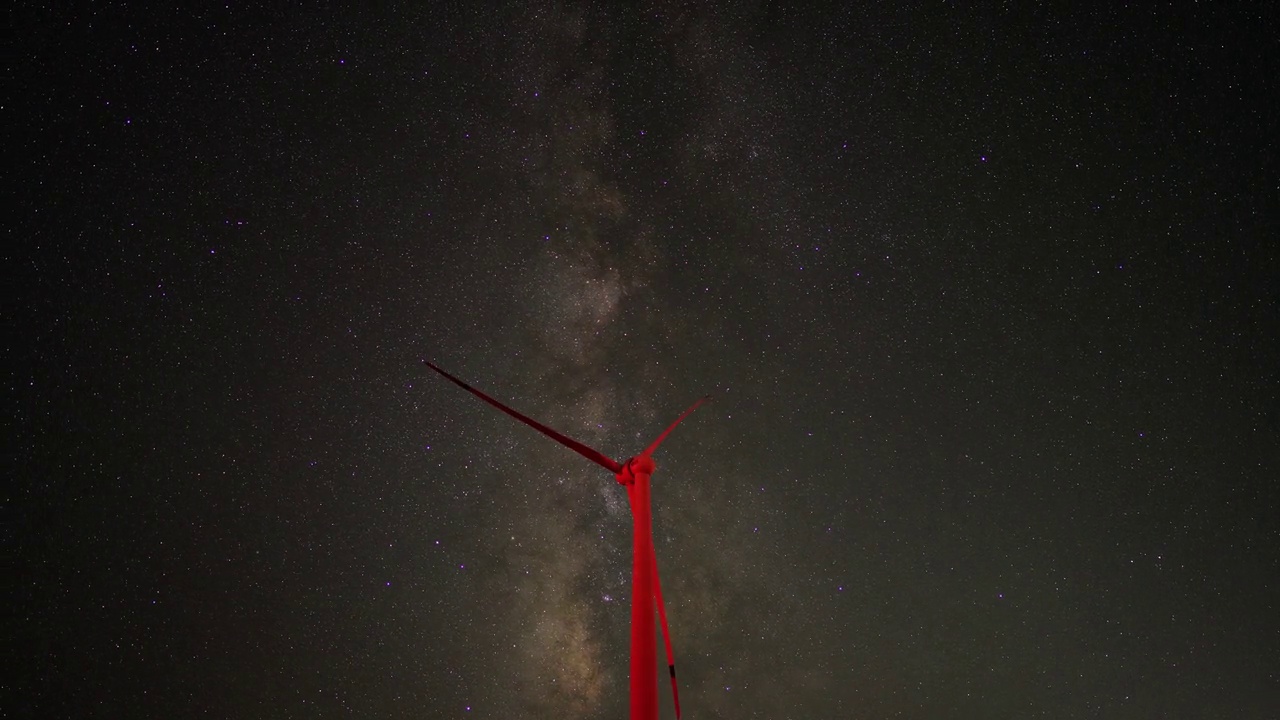 风电场星空的夜晚视频素材