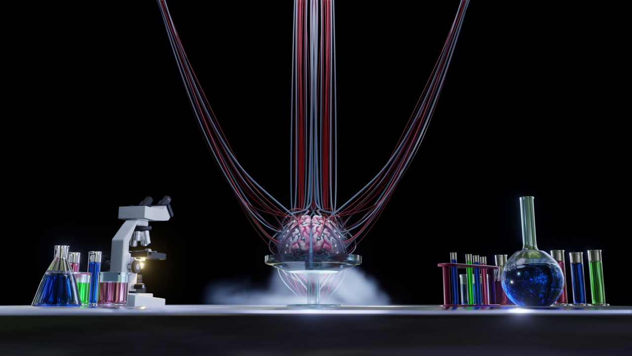 人脑神经有线实验室网络三维动画循环视频下载
