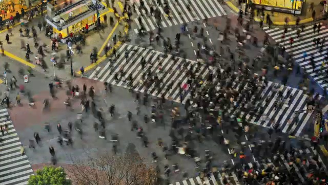 城市行人交通时间流逝东京涩谷上图视频素材