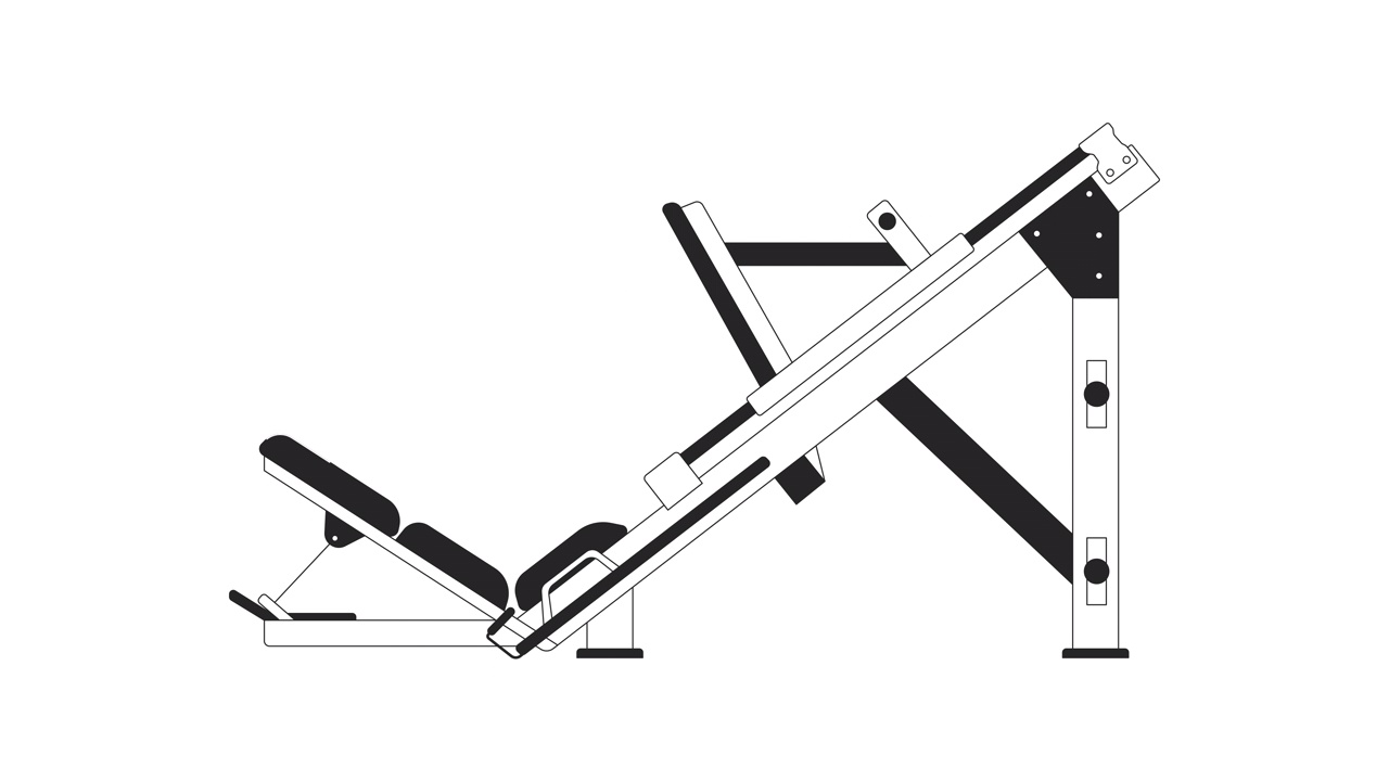 腿压机在动作中bw轮廓2D物体动画视频素材