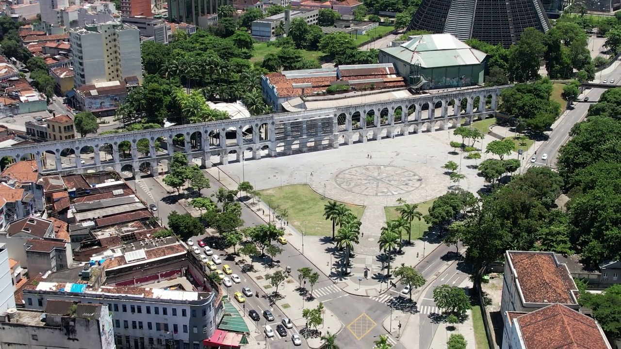 巴西里约热内卢市中心著名的拉帕拱门旅游地标视频素材