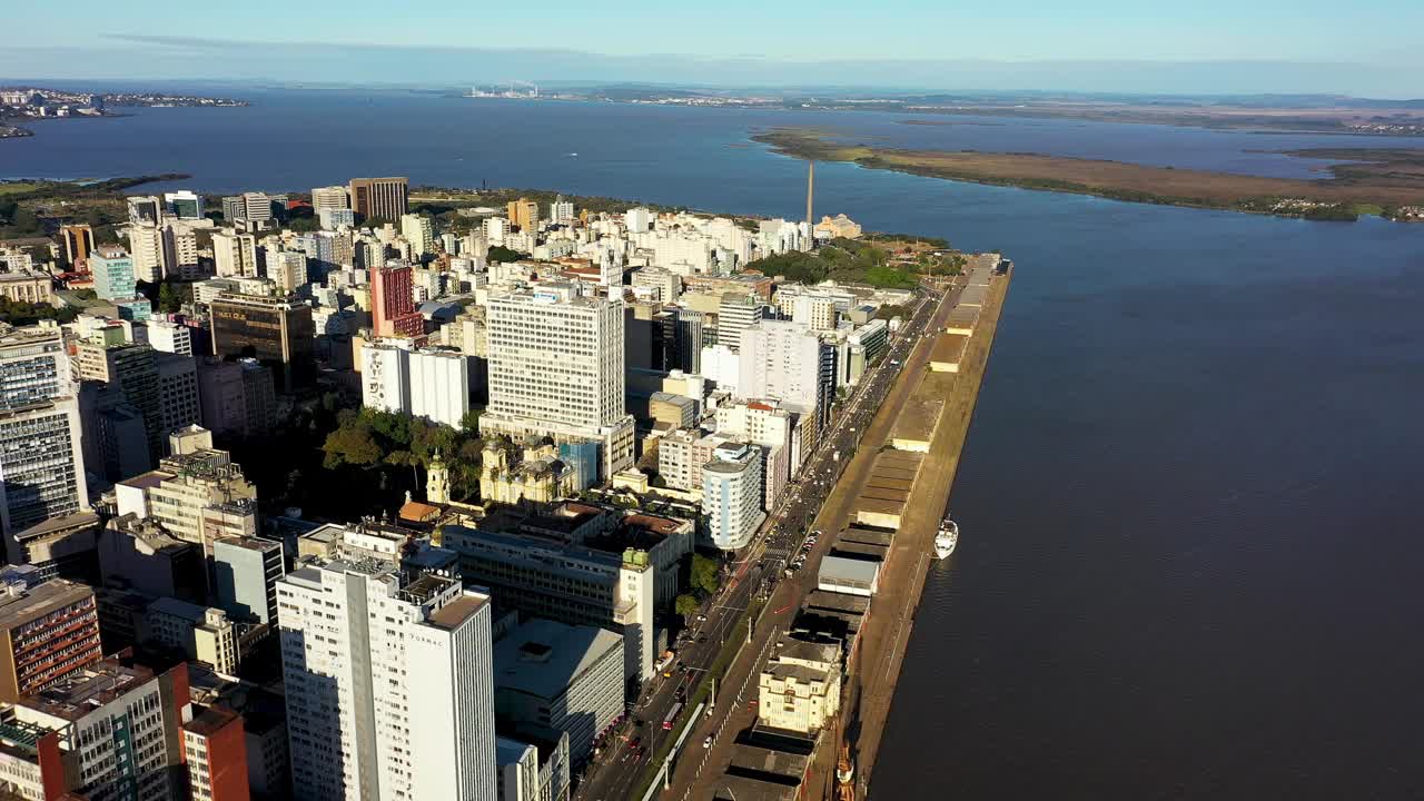 巴西阿雷格里港。巴西城市天际线地标。市中心的建筑视频素材