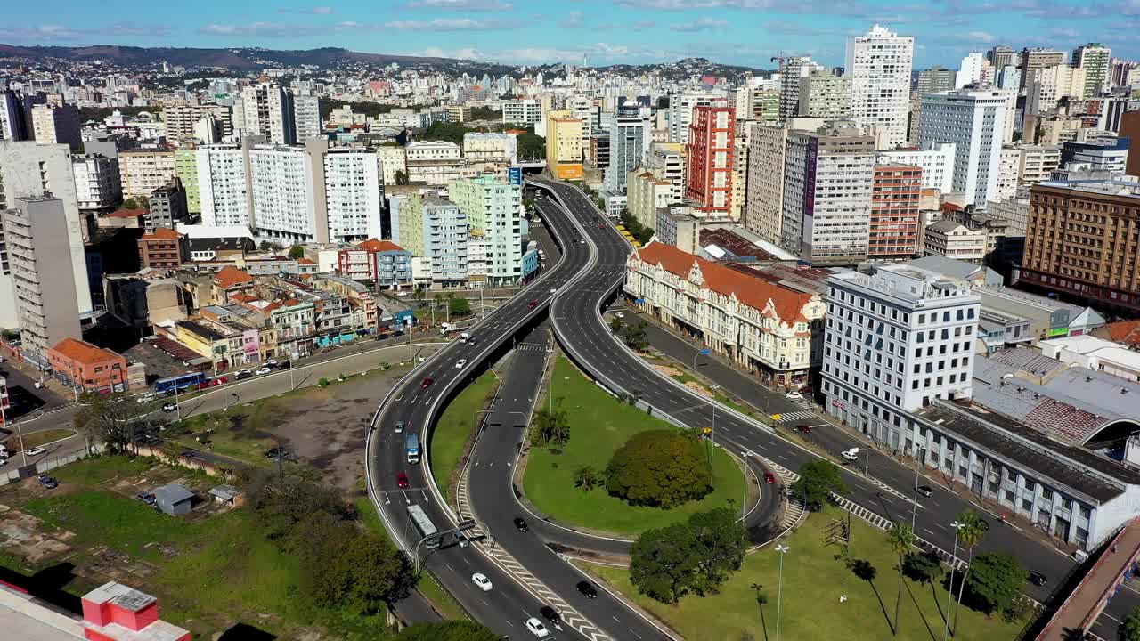 巴西阿雷格里港。巴西城市天际线地标。市中心的建筑视频素材