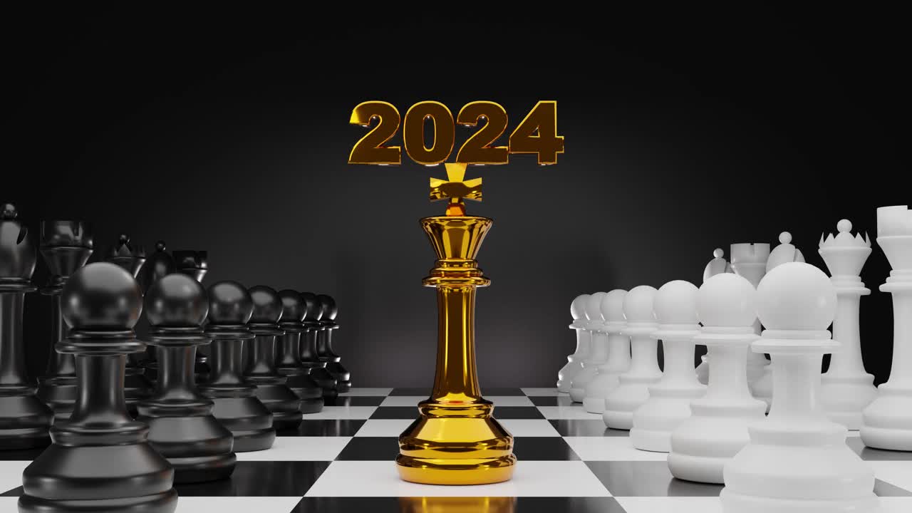 2024概念金棋包围国际象棋黑和白视频下载