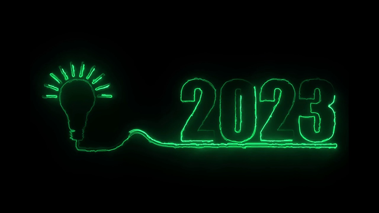 新年霓虹目标2023。视频素材