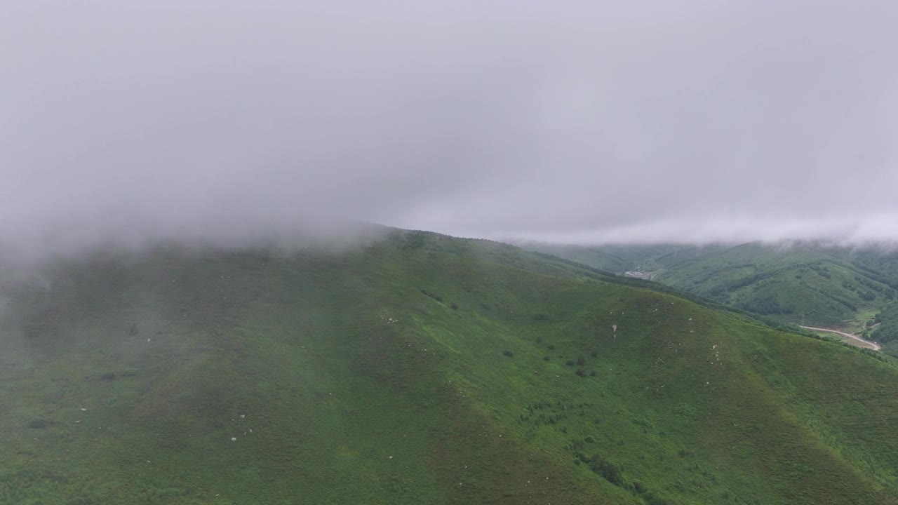 云层下的夏季自然景观航拍视频素材