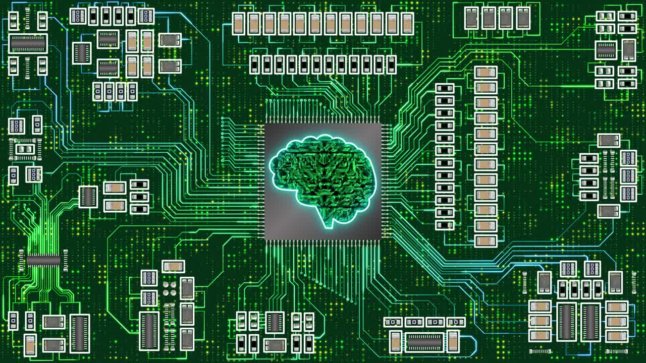 人工大脑芯片组采用不同的主板组件视频素材