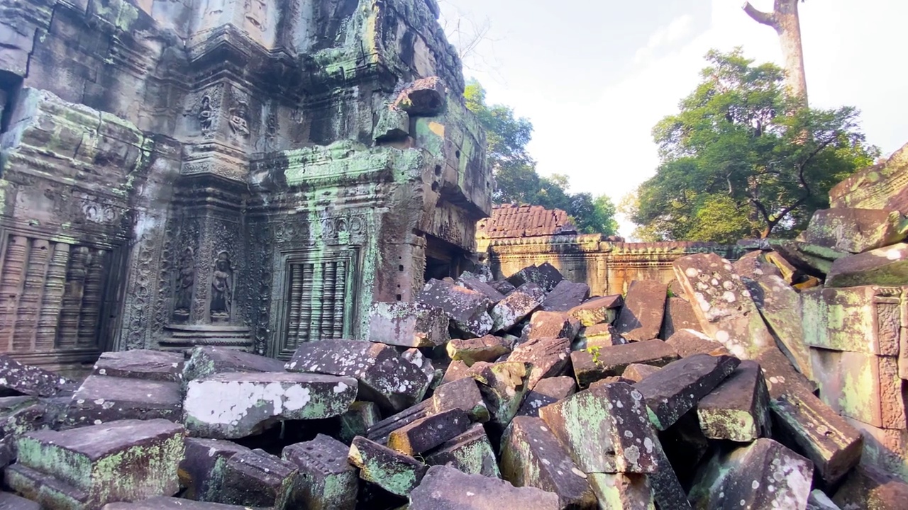 塔普罗姆，一座神秘的高棉文明寺庙，位于柬埔寨吴哥的领土上视频素材