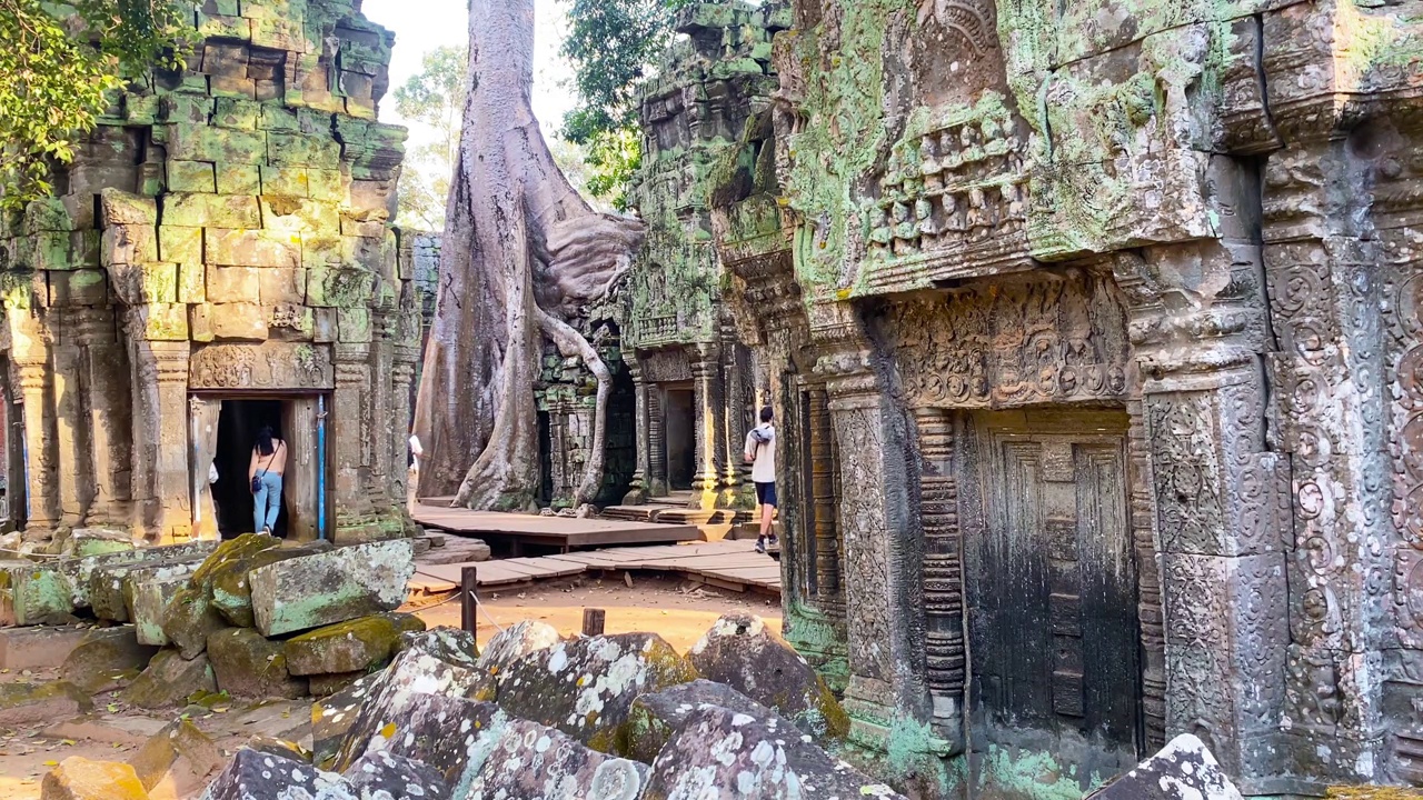 塔普罗姆，一座神秘的高棉文明寺庙，位于柬埔寨吴哥的领土上视频素材