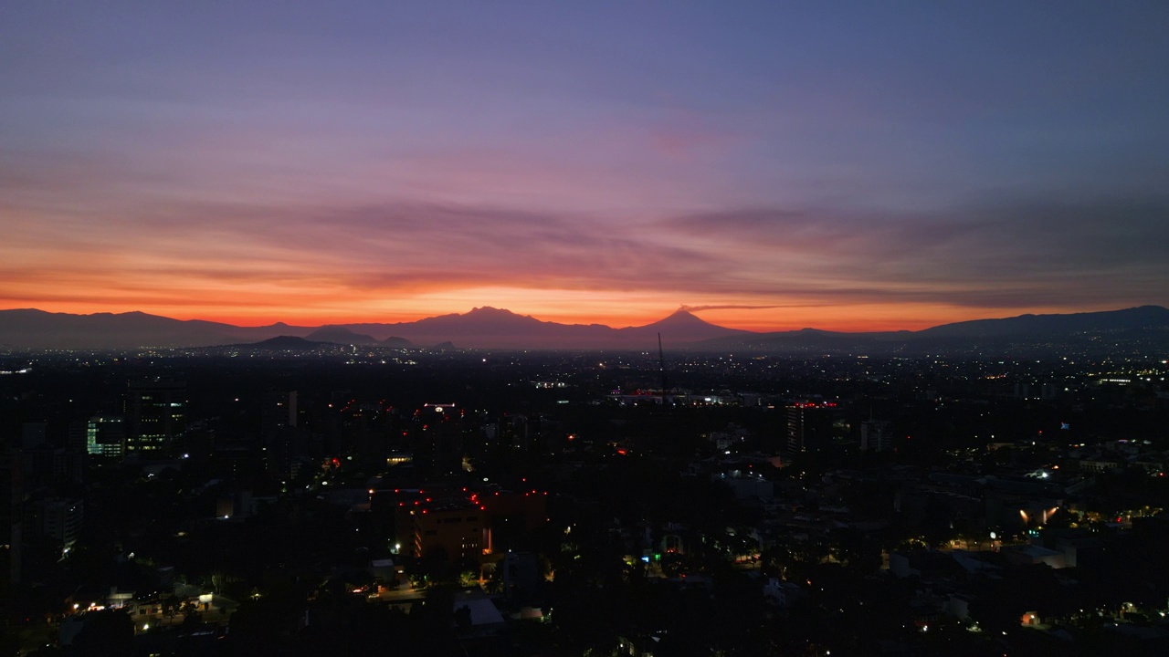 黎明时分的墨西哥城火山景观视频素材